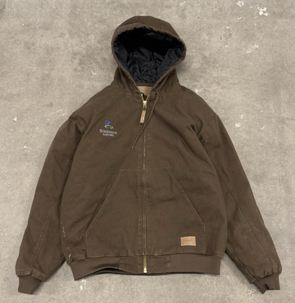 CE Schmidt Workwear Hooded Quilt Insulated Lined Jacket Brown Men's Sz XL
